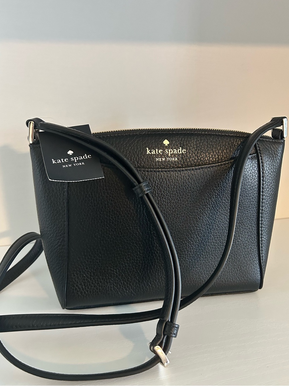 NWT MSRP $279 Kate Spade Monica crossbody bag black pebbled leather